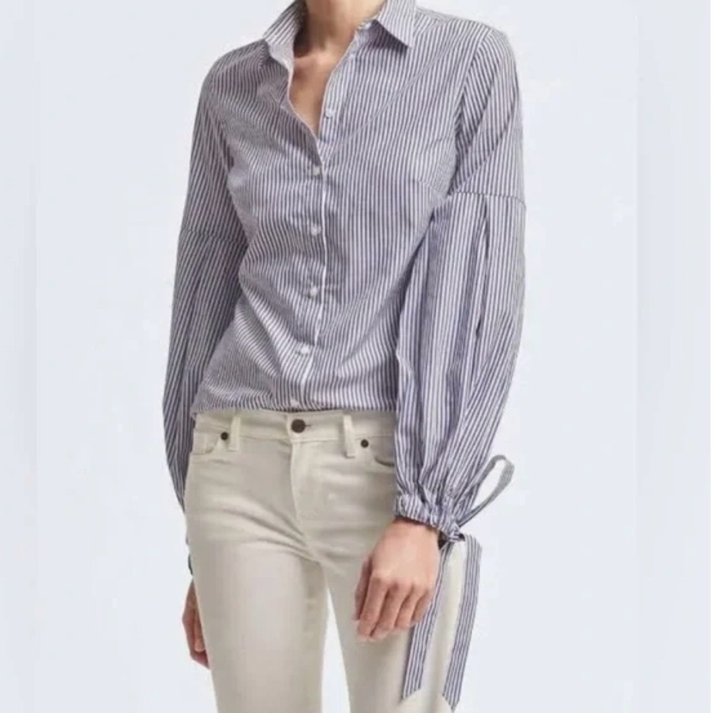 Nanette Lepore Blue and White Striped Top